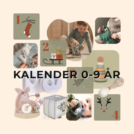 adventskalender skræddersyet til barn fra 0 til 9 år hos Nordic Simply - her ses legetøj, der pakkes i adventskalender til baby