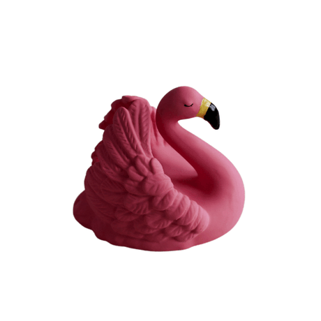 pink flamingo badedyr til baby i naturgummi fra natruba hos nordicsimply