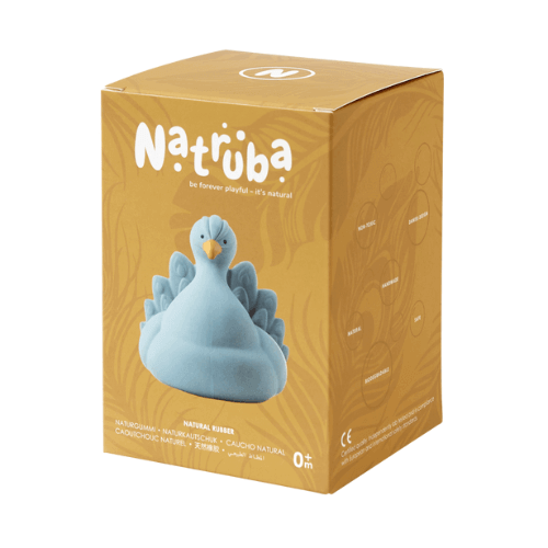 Lyseblå påfugl badedyr til baby i naturgummi fra natruba hos nordicsimply