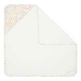 Badehåndklæde | Økologisk frotté, hvid med blomsterkant til babybad fra Little Dutch.