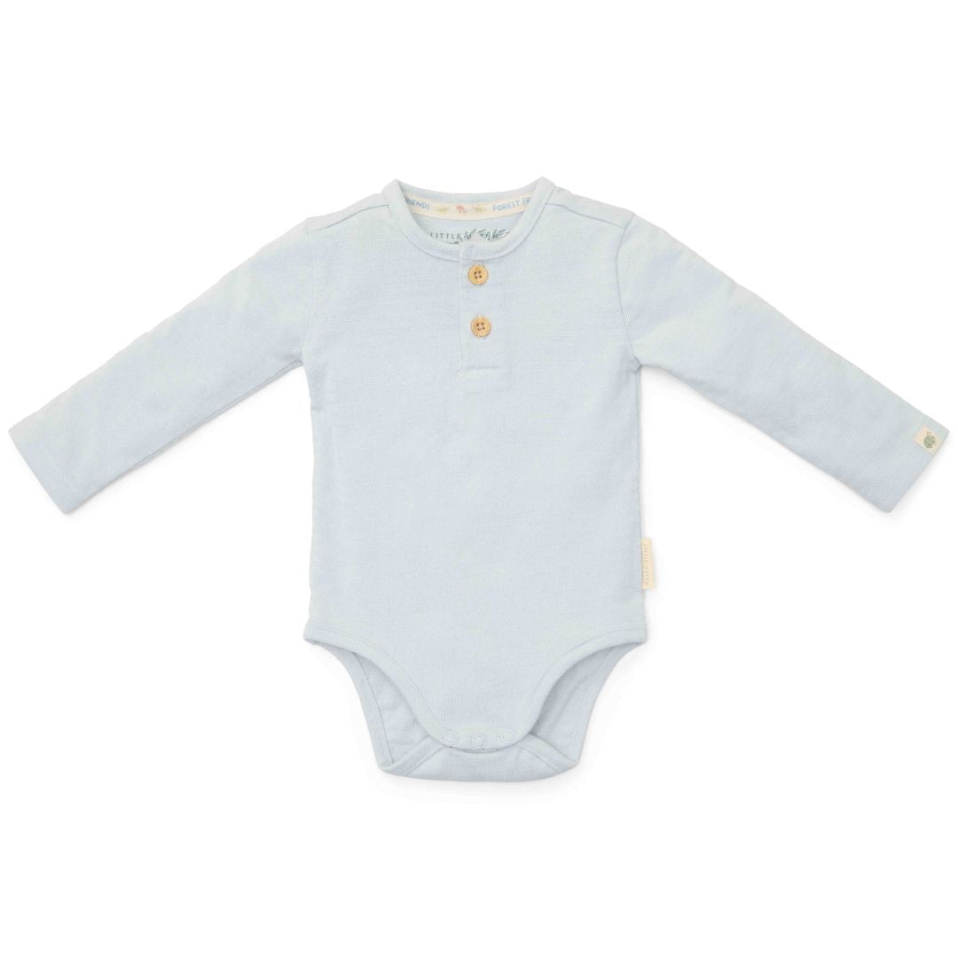 Lyseblå Body stocking med lange ærmer til baby I blød bomuld.