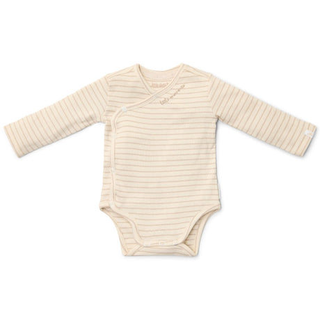 Hvid body med striber til baby. Lange ærmer, blød bonuld fra Little Dutch.