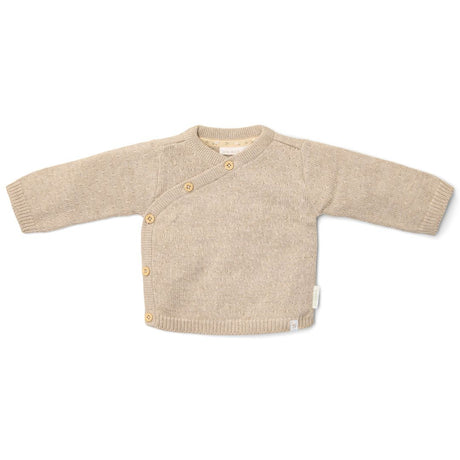 Beige cardigan i blød strik til baby, med knapper foran, fra Little Dutch