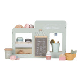 Espressomaskine XL fra Little Dutch med kager, kaffe og tilbehør til hyggelig og kreativ rolleleg.