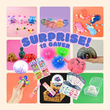 Squishies, fidgets og dimseting i kasse med 12 gaver til pige fra Nordic Simply