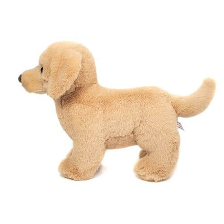 Stående Golden Retriever bamsehund fra Teddy Hermann, perfekt som legetøj, lys og blød, fås hos Nordic Simply.