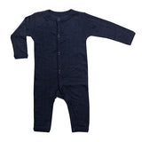 mørkeblåheldragt med lange ærmer til baby. Joha baby jumpsuit i uld/silke med knapper foran. Farve navy.

