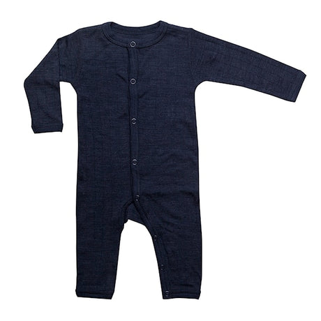 mørkeblåheldragt med lange ærmer til baby. Joha baby jumpsuit i uld/silke med knapper foran. Farve navy.
