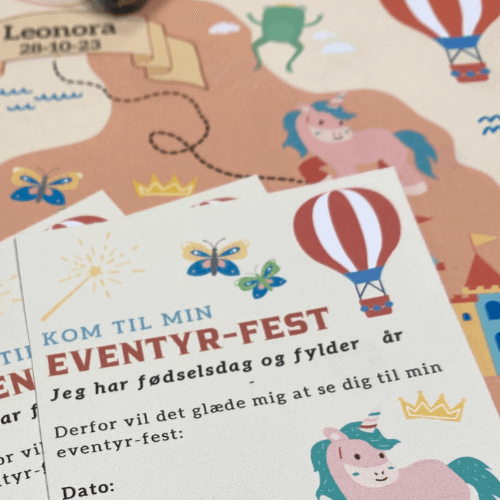 fødselsdagsinvitationer med eventyr tema til børn 5-7 år fra nordicsimply