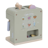 Kaffemaskine med flot udstyr | Træ FSC, legetøjs-kaffemaskine til fantasi og rolleleg.