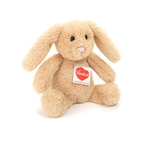 lille blød kanin bamse, måler 23 cm, perfekt som mini barselsgave, kaninungen er fra Teddy Hermann og fås hos Nordic Simply