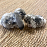 Kanin bamse dværgvædder grå, 23 cm med stor vædder kaninbamse 30 cm - to søde legetøjskaniner med hængeører, perfekt til leg og kram.