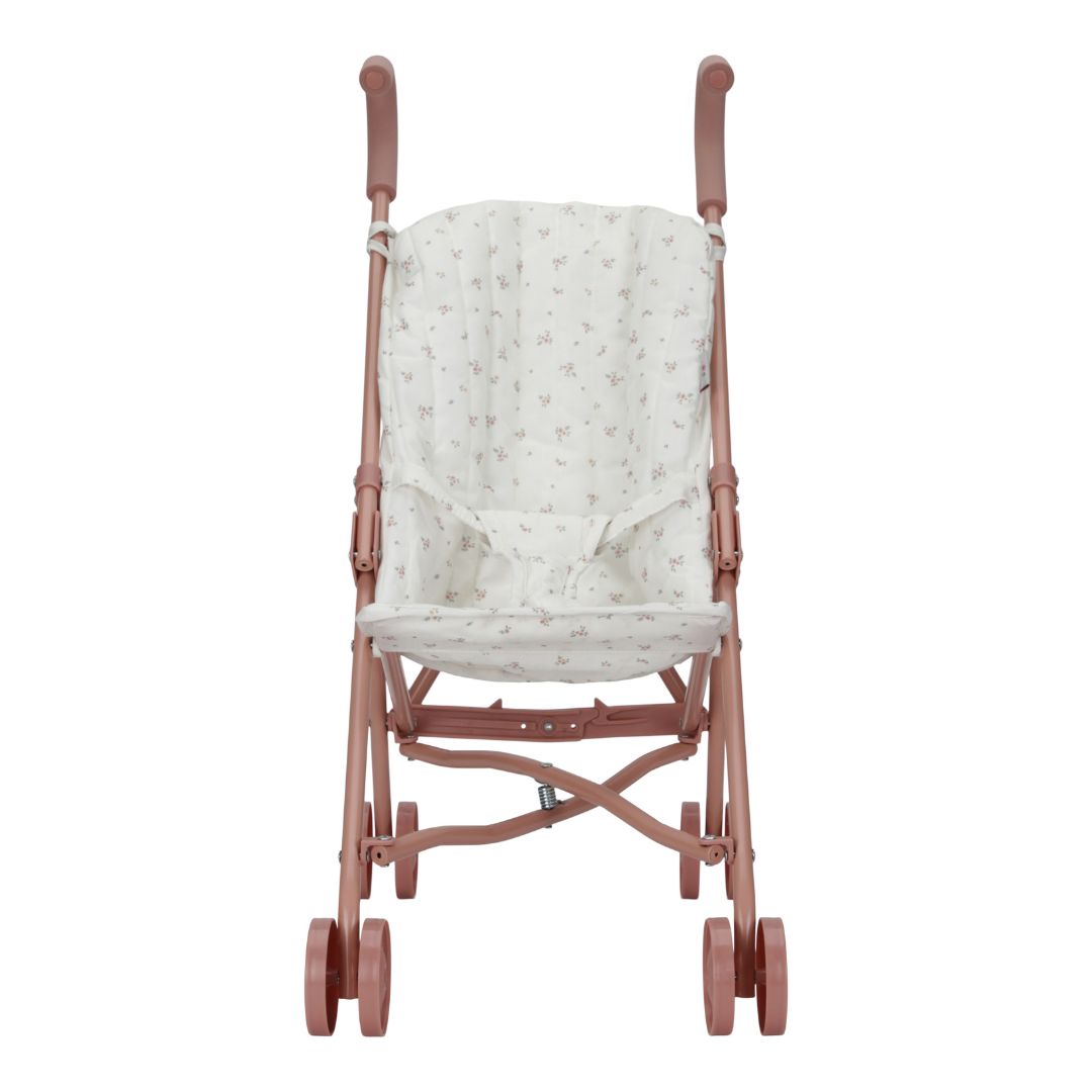 rosa klapvogn fra Little Dutch til gåture med dukker, fås hos Nordic Simply