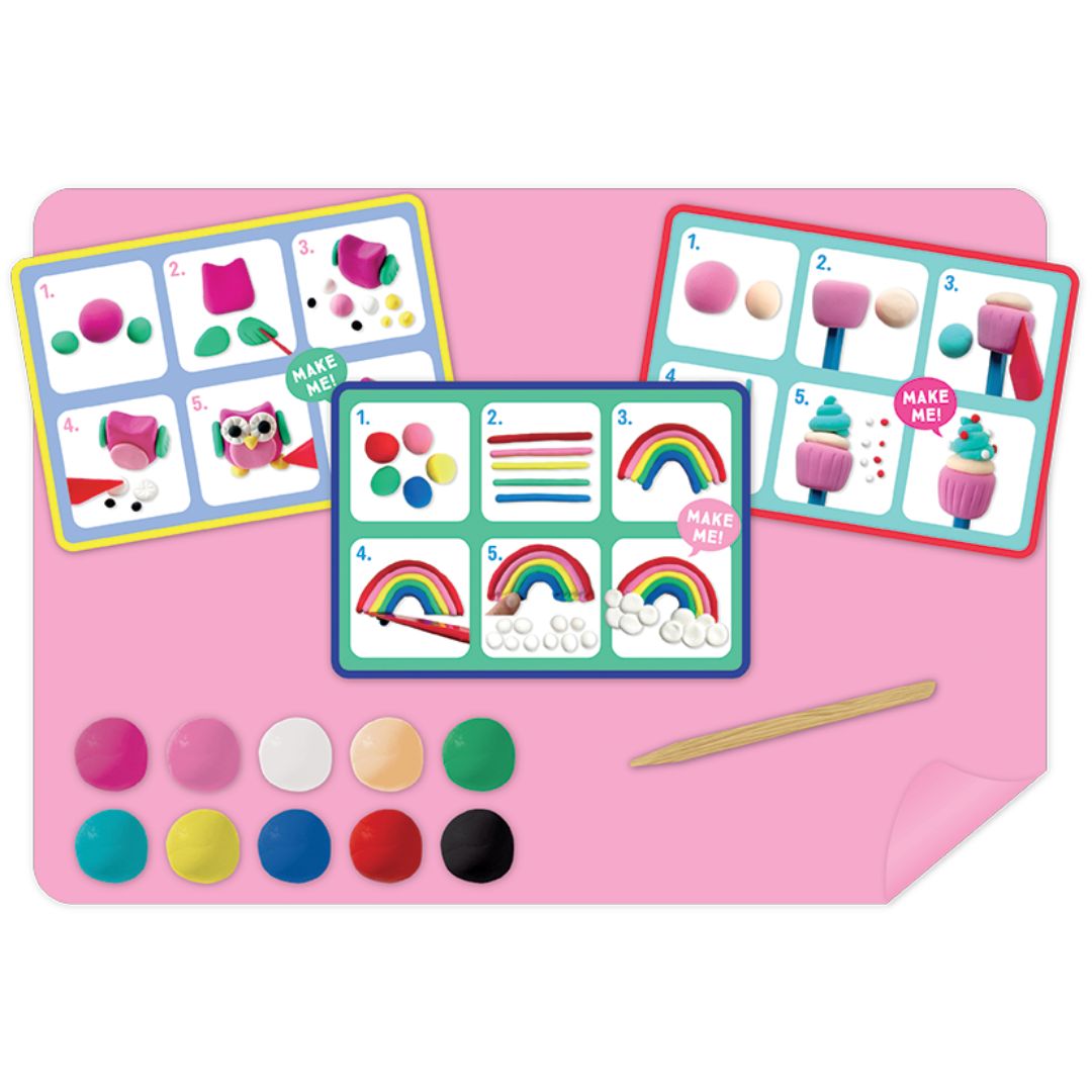 Lege ler hærder selv | Eventyr: kreativt sæt med farverig ler og inspirationskort til at lave feer og regnbuer.