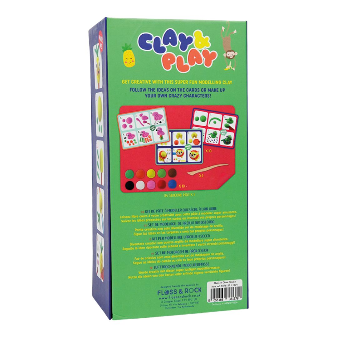 Lege ler hærder selv | Jungle & Dyr - Clay & Play sæt med farverigt ler til kreativitet for børn fra 6 år og op