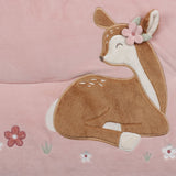 Rosa legetæppe til baby med aktiviteter at opdage og sanse, her ses rådyr, god til baby fra 0 måneder, fra Little Dutch 