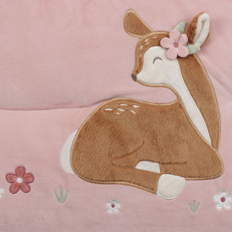 Rosa legetæppe til baby med aktiviteter at opdage og sanse, her ses rådyr, god til baby fra 0 måneder, fra Little Dutch 