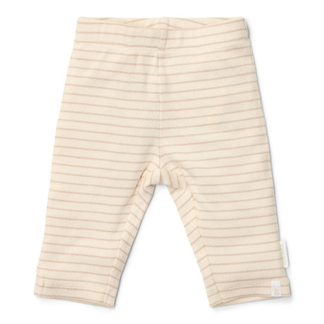 Beige Leggings til baby med brune striber. Blød bomuld fra Little Dutch.