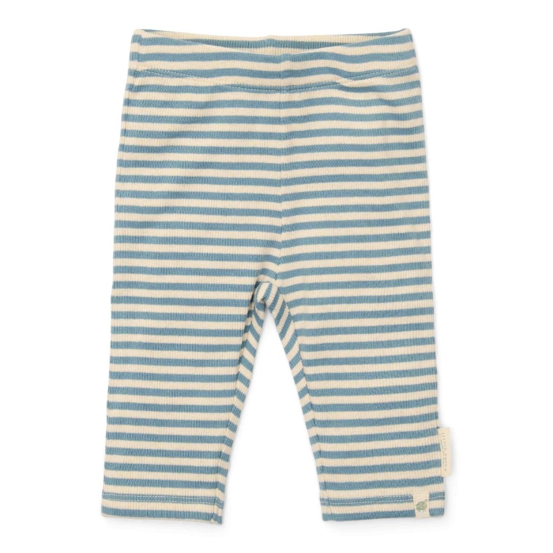 blå og hvid stribede baby leggings i økologisk bomuld fra Little Dutch. Søde babybukser til lille dreng eller pige.