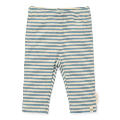 blå og hvid stribede baby leggings i økologisk bomuld fra Little Dutch. Søde babybukser til lille dreng eller pige.