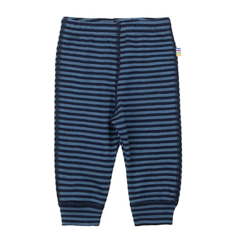 blå og mørkeblå stribede leggings fra Joha i merinould til tumling og barn