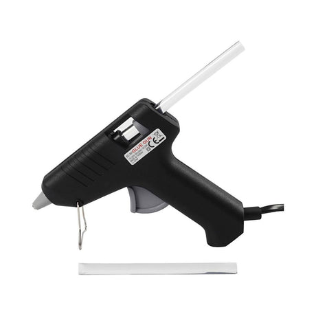 Limpistol mini, farve sort, set med limstang i og limstang ved siden af. Perfekt til kreative projekter