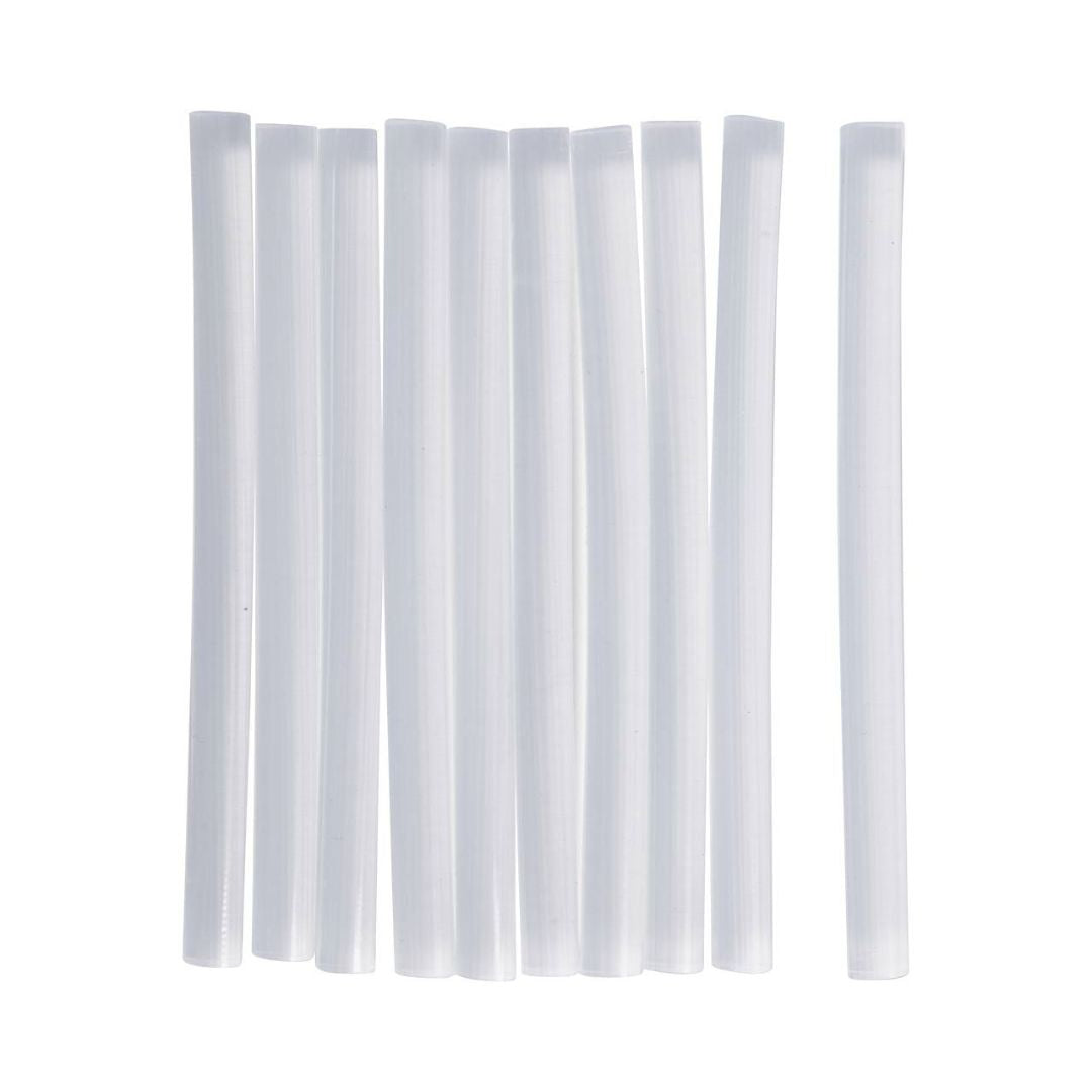 10 stk limstænger i klar transparent. Måler 10 cm l og 7 mm ø. Passer til limpistol mini.