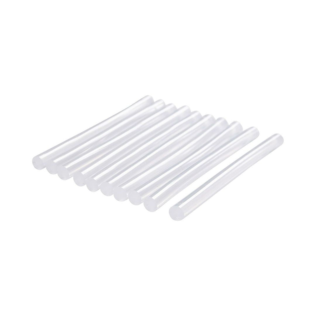 10 stk limstænger i klar transparent. Måler 10 cm l og 7 mm ø. Passer til limpistol mini.