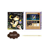 Create Your Own Light Box kit, featuring night-themed designs, scratch tool and wipe-off board for kids' creativity.