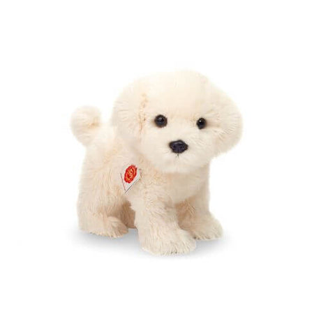 malteser bamse hund, lille hvid bichon som står op, ligner ægte malteser til leg og fantasi fra Teddy Hermann fås hos Nordic Simply