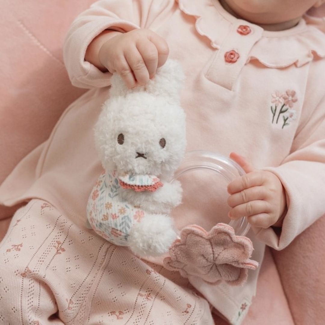Rangle til baby | Kanin rosa, sød Miffy kanin med rangle, der giver rolig rislende lyd, mens baby leger.