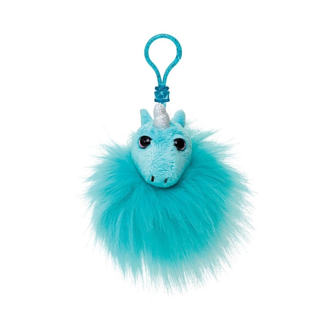 Nøglering med pelsdyr i klare farver, enhjørning design, til at sætte på skoletasken.