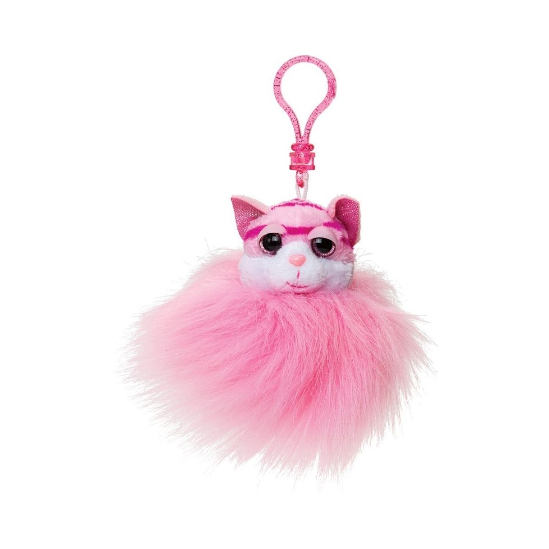 Nøglering med pelsdyr i lyserød, perfekt til skoletasken som et personligt statement.