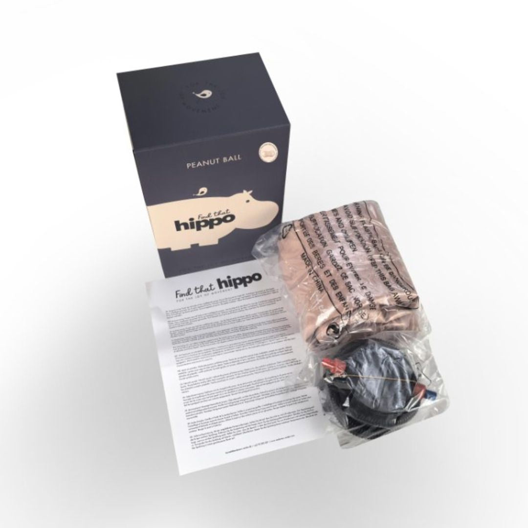 Balancebold peanut i lys rosa, set som den kommer, i indpakning med pumpe - perfekt til tumle, sanseleg, 
motorisk udvikling og balance.
