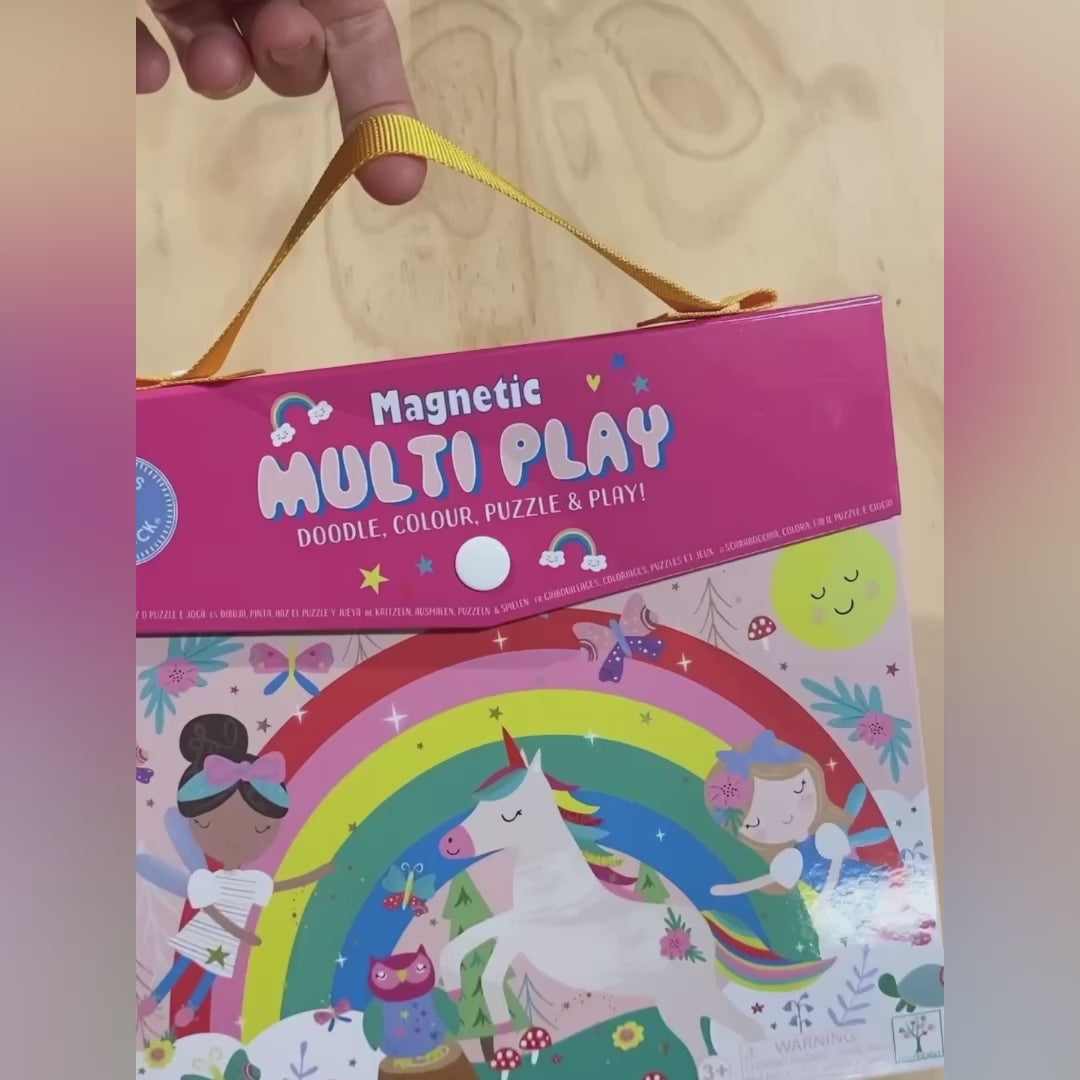 Magnetisk multilegesæt med enhjørning og feer, vises frem hos Nordic Simply

