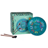 blå sansetromme 20 cm, med blid lyd til børn fra Moulin Roty i æske, fås hos Nordic Simply