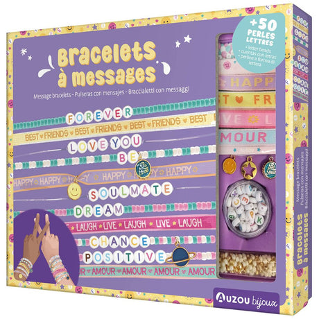 Smykkesæt - Skab flotte besked armbånd med farverige perler og søde beskeder til kreative børn.