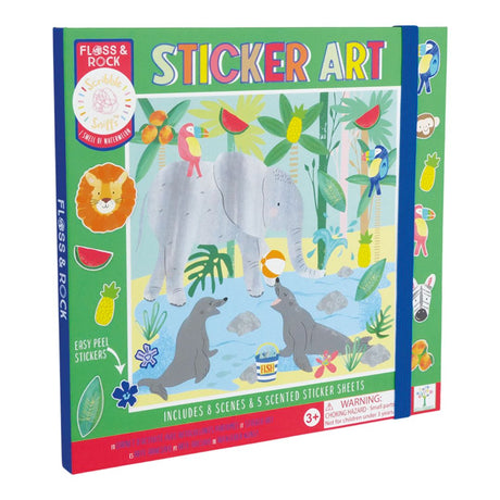 Sticker-art bog | Jungle - Farverig bog med klistermærker og søde jungle motiver, perfekt til kreativ leg.