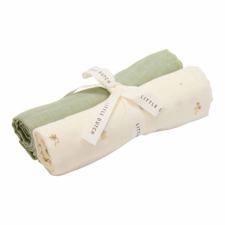 Stofbleer 2 pak | Økologisk muslin, grøn & hvid fra Little Dutch, perfekte musthaves til baby.