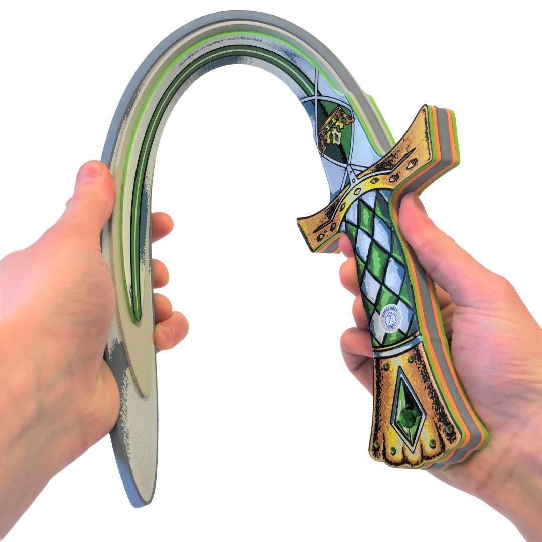 kongesværd Kingmaker, set bukket. Skum legetøjssværd til barn fra LionTouch, til sjov og sikker leg, hos Nordic Simply