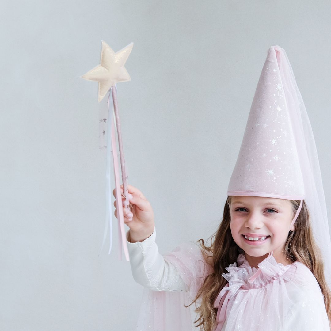 Tryllestav guld med satinbånd