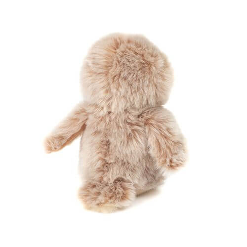 lille lysebrun ugle bamse, set bagfra måler 16 cm, perfekt som mini barselsgave, ugleungen er fra Teddy Hermann og fås hos Nordic Simply