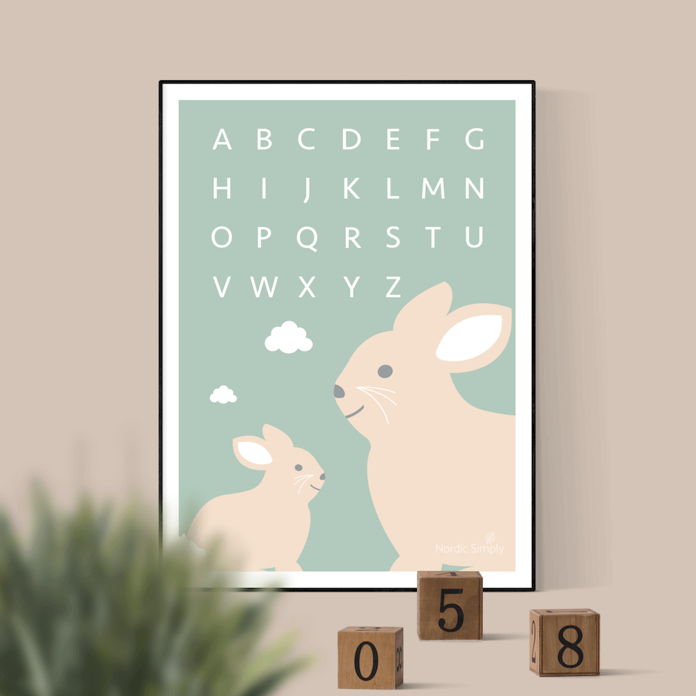 Alfabetplakat-engelsk-ABC-kanin-nordicsimply