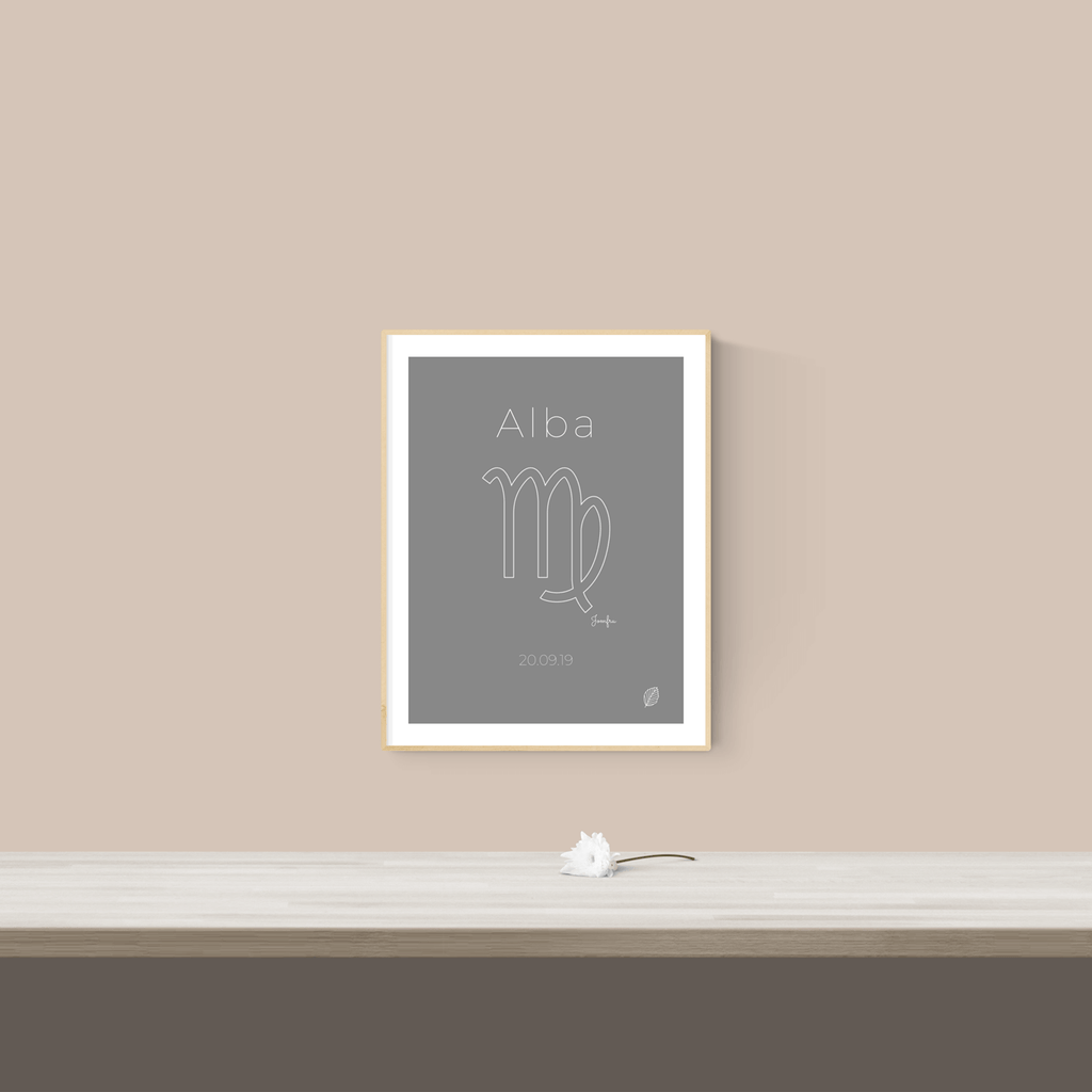 Stjernetegn-plakat-jomfru-charcoal-lille-nordicsimply