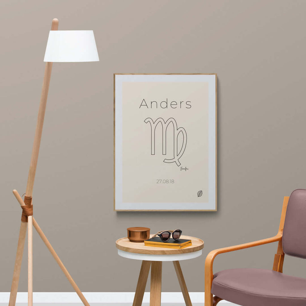 Stjernetegn-plakat-jomfru-offwhite-stor-nordicsimply
