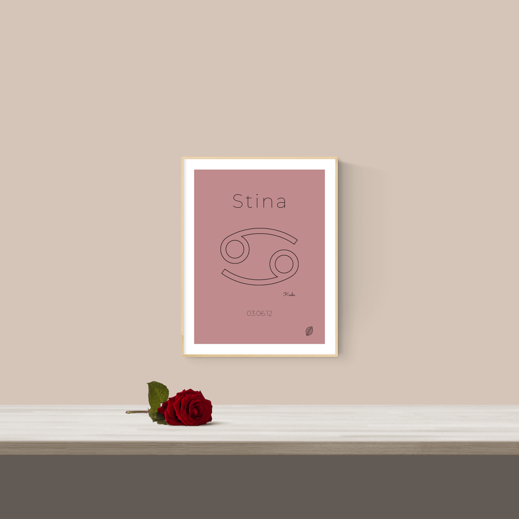 Stjernetegn-plakat-krebs-darkrose-lille-nordicsimply