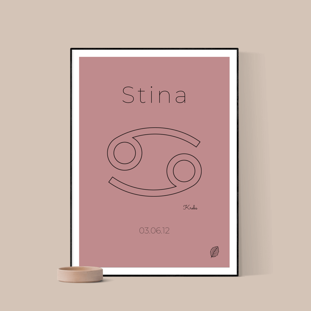 Stjernetegn-plakat-krebs-darkrose-stor-nordicsimply