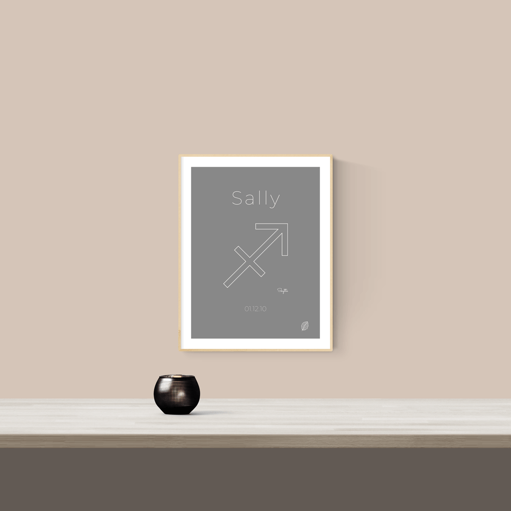 Stjernetegn-plakat-skytte-charcoal-lille-nordicsimply