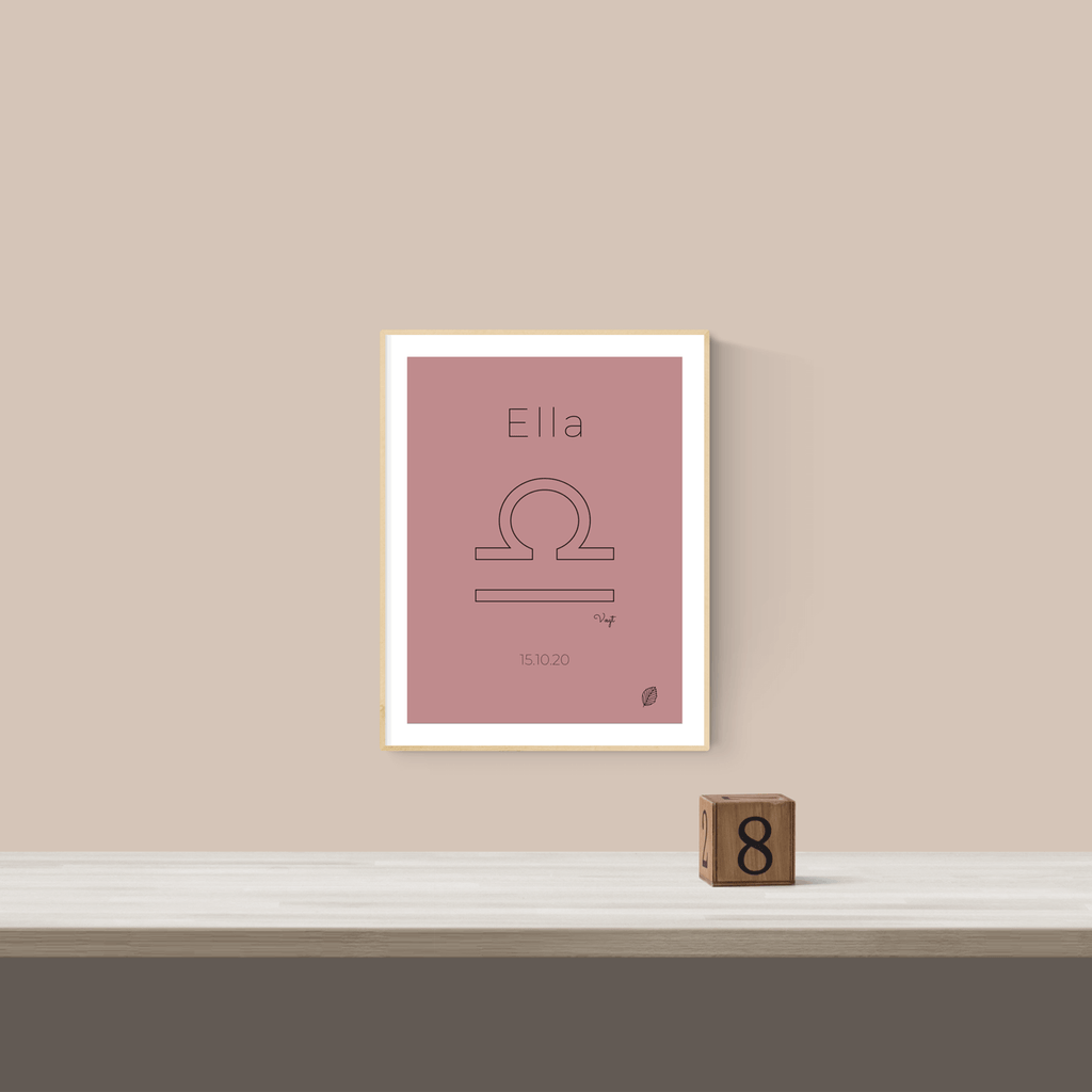 Stjernetegn-plakat-vaegt-darkrose-lille-nordicsimply